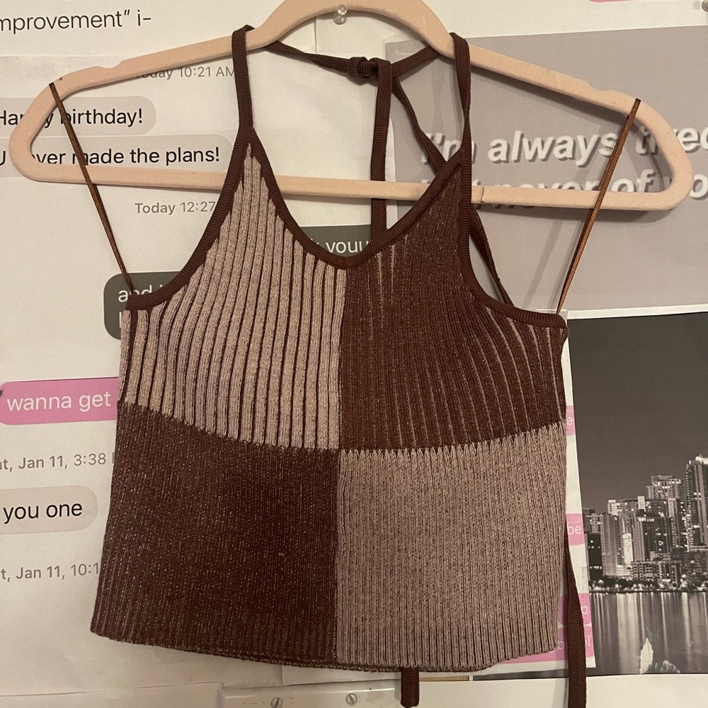 L.A. Hearts brown checkered top